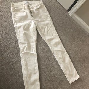 Winter white modern skinny corduroy pants